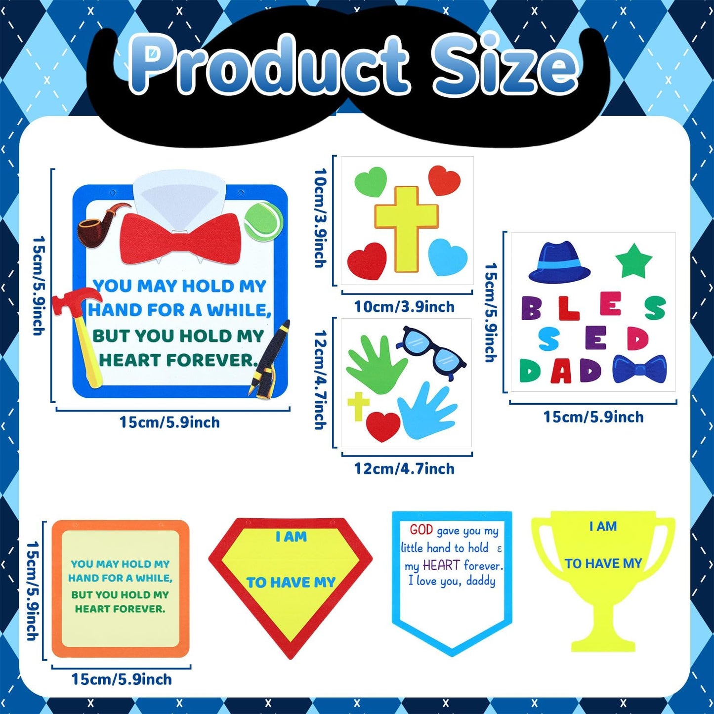 Qyeahkj 12 Sets Religious Fathers Day Craft Kit for Kids Father's Day DIY Sign Foam Banner Arts Crafts Decor Handmade Craft Gift Kit for Day Classroom Students Sunday School Project Activity