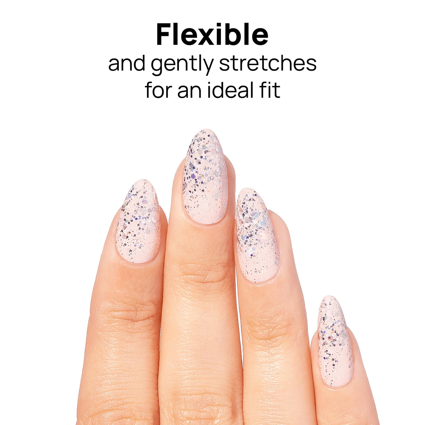 Color Street - Girl's Best Friend - Pale Pink Glitter Nails with Silver Sparkle, Real Nail Polish Strips, Glam Style Manicure - 16 Double-Ended Strips