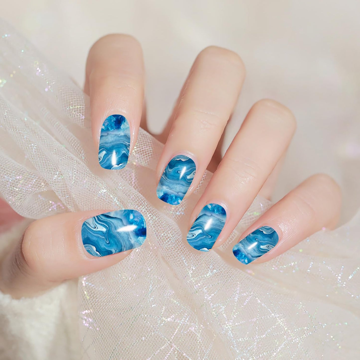 JERCLITY 336 Pieces 24 Sheets Women's Full Wrap Marble Nail Polish Strips Stickers Self-Adhesive Gel Nail Strips Decals with Nail File for Women Girls Nail Decorations (Retro Style)