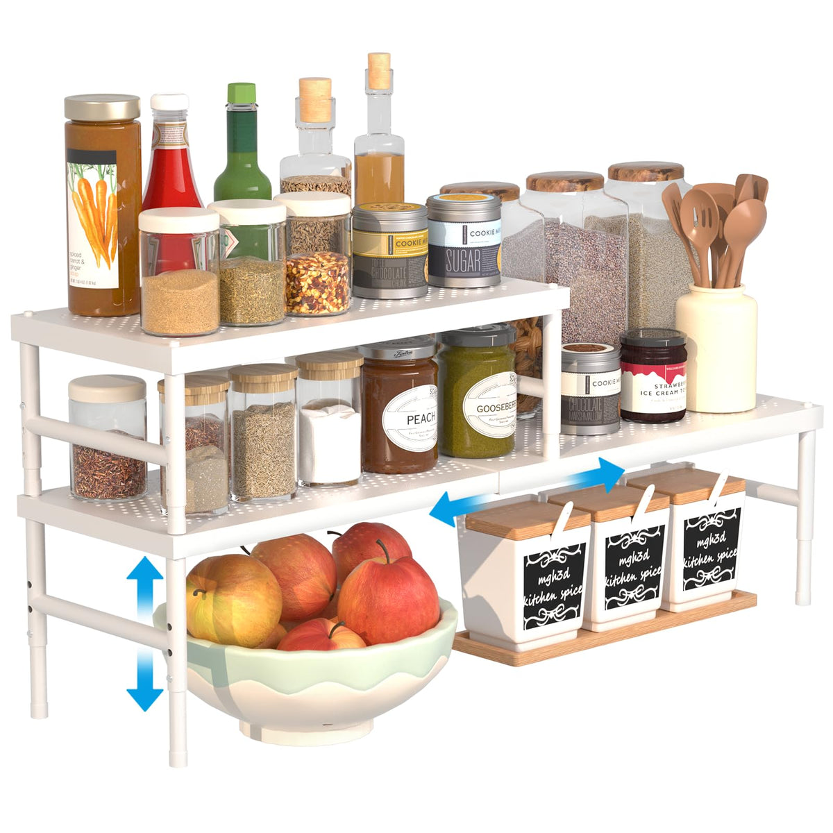 2 Pack Expandable adjustable stackable kitchen organizer