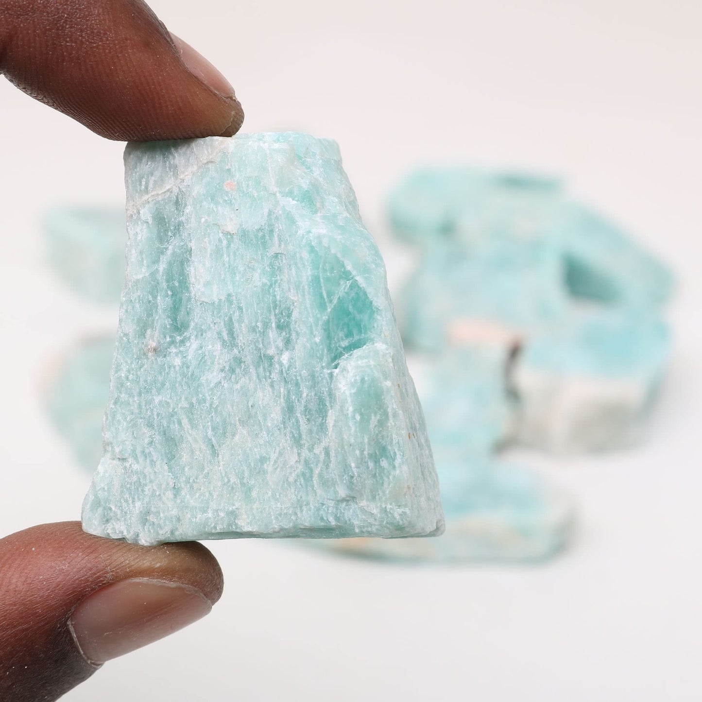 REAL-GEMS Natural Raw Healing Crystals Rough Stones for Tumbling, Cabbing, Polishing, Wire Wrapping, Wicca & Reiki Crystal Healing, Mix Gemstones,7 Chakra (Amazonite)