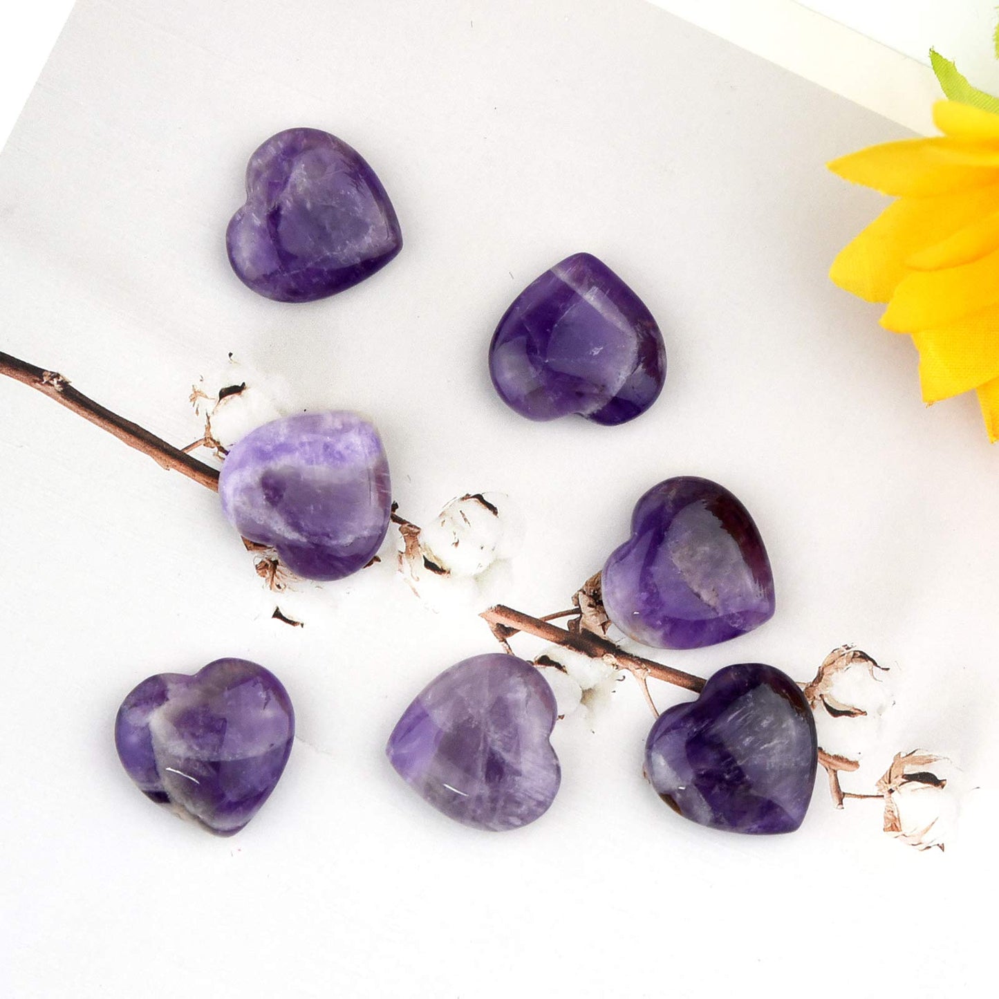 Marrywindix 15 Packs 0.8 Inch Healing Crystal Natural Heart Love Carved Palm Worry Stone Chakra Reiki Balancing