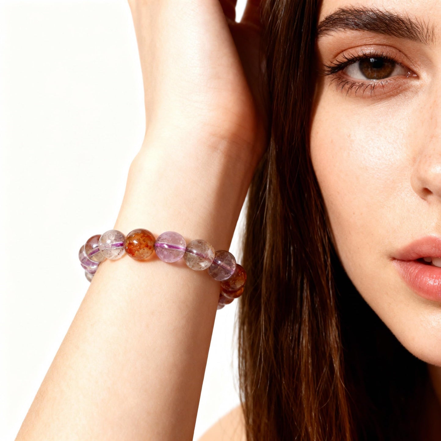 The Vida Handmade AAA+ Quality Crystal Stretch Elastic Bracelet - Nature Gemstone - Jewelry Gift - Holiday Gift - For Women & Men (Super 7)