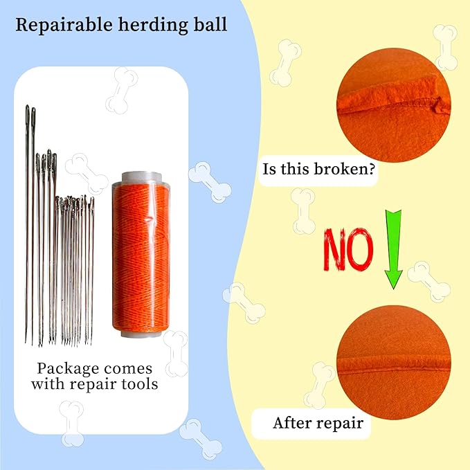 BabieDtOyG Herding Ball for Dogs, Dual Layered Herding Dog Ball Set for Australian Shepherd, Cattle, Collie, for Dog, Agility Equipment- Free Training Book (Orange, 24 inch)