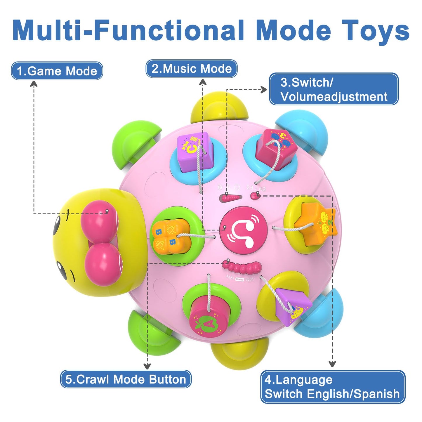 Holaxander Baby Gift Set for 0-6-12+ Months (1 * Baby Ladybug Musical Toy & 1 * Musical Plush Dinosaur Toy)