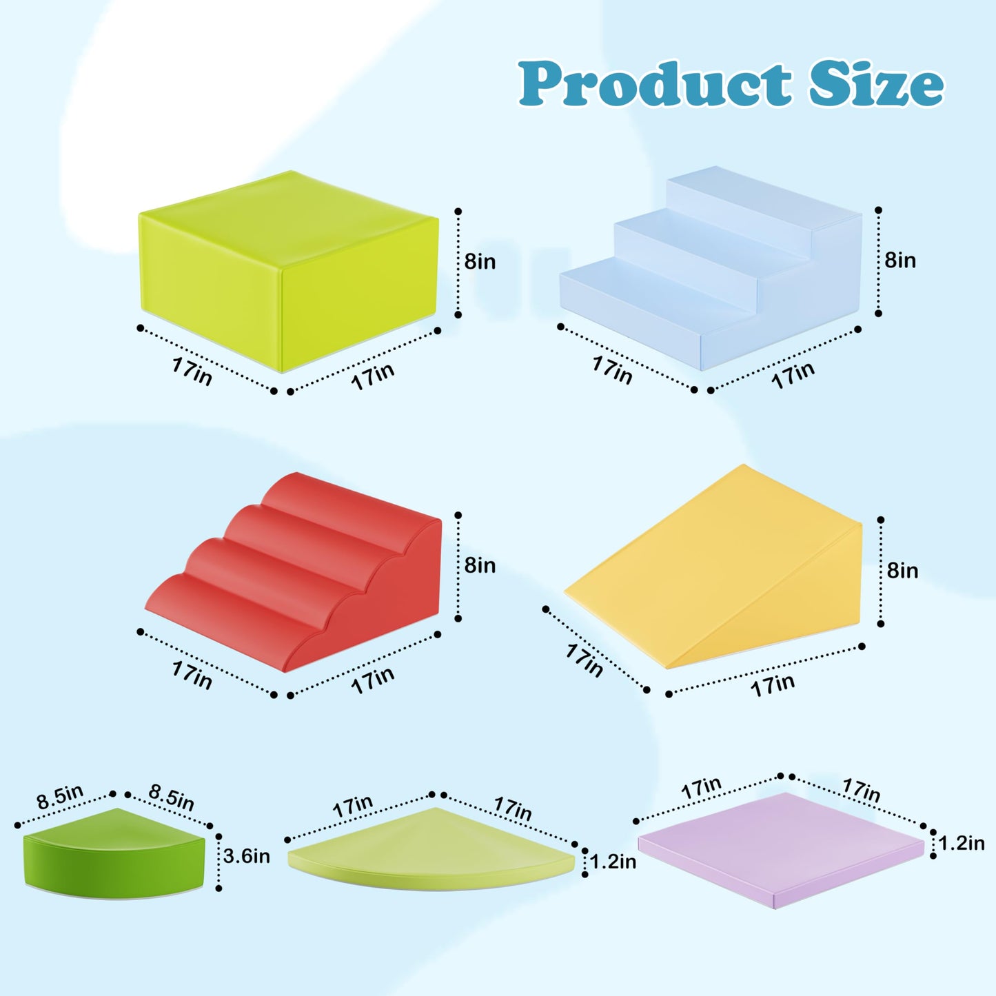 WENKIP 7-Piece Foam Climbing Blocks for Toddlers & Babies 1-5: Ultimate Indoor Play Toy Set with Soft PU Leather, Safe Crawling, Walking & Sensory Motor Skills Activity Blocks