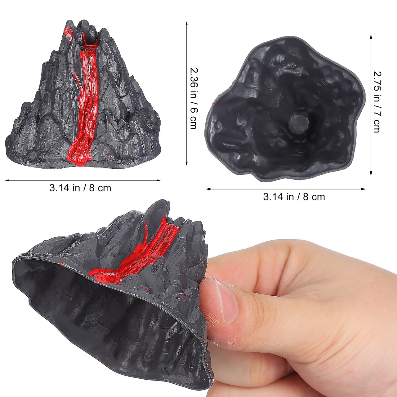 Toyvian Realistic Volcano Model Toy, 2.76inch Simulation Lava Volcano Figure for Science Projects School Dioramas Miniature Landscape Ornament Cake Toppers Educational Science Kit for Kids