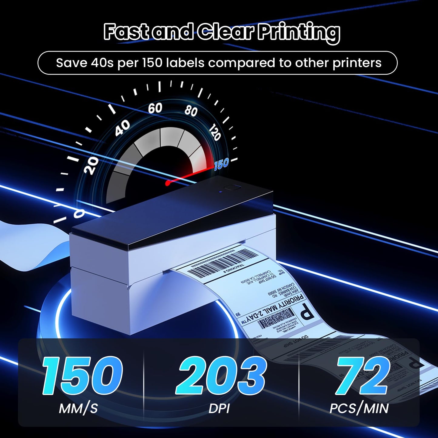 Omezizy Bluetooth Shipping Label Printer 4x6, 249BT Thermal Label Printer for Small Business, Shipping Packages, Office, Home, Compatible with Amazon, Tiktok, Ebay, USPS