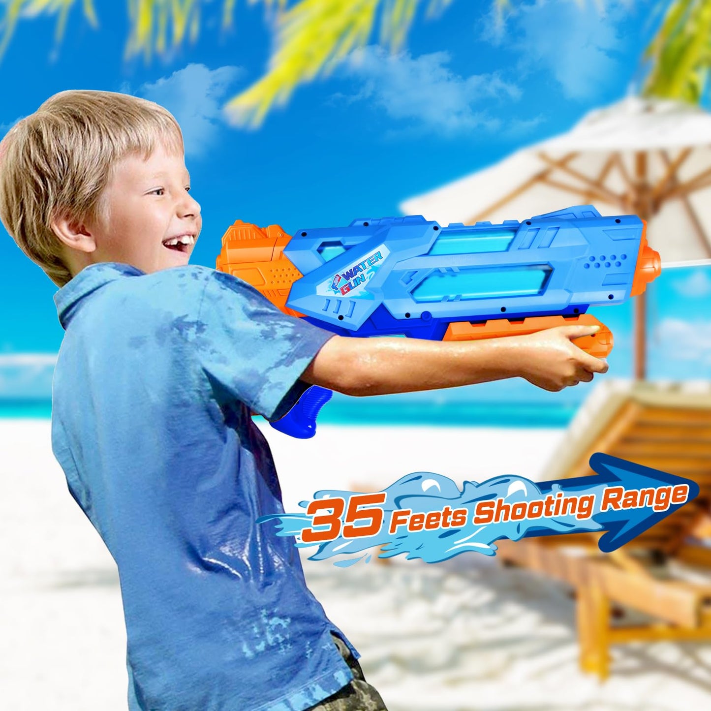 Quanquer 1200cc Super Squirt Water Guns for Kids Adults - 2 Pack Super Water Soaker with Excellent Range - Ideas Gift Toys for Summer Outdoor Swimming Pool Beach Sand Water Fighting Play