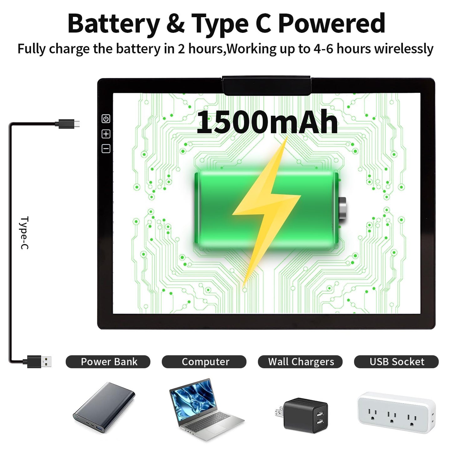 Zocelight Rechargeable A4 Light Box,led Light pad with Built-in Stand & Clip,6 Levels of Brightness Light Box for tracing,Diamond Painting.Light Table for Artists,Drawing,Sketching,Animation,X-ray