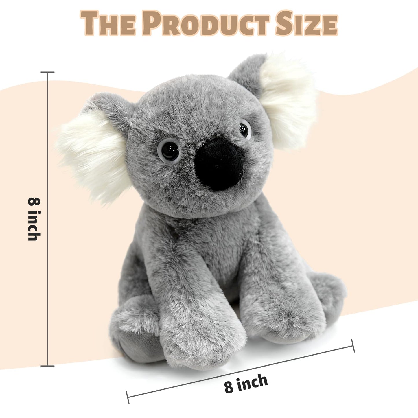 Ditucu Koala Stuffed Animal 8 inch Cute Realistic Plush Toys Ultra Soft Plushies Gifts for Kids Grey