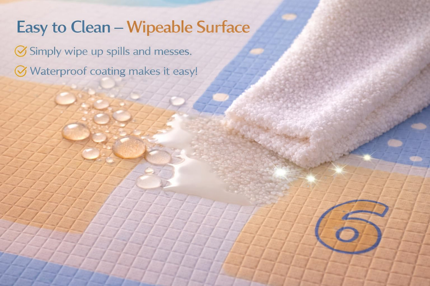 DAN&GO Extra Large Baby Play Mat, Foldable, Double-Sided, Beige, Non-Toxic XPE Material, Portable Activity Floor Mat for Babies 0-12 Months & Kids, Educational Design (Ocean, 71 * 79 * 0.4)