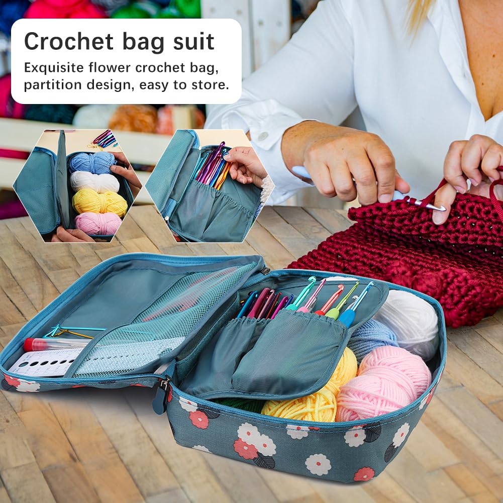 Pnytty Crochet Kit for Beginners Adults, 107pcs Starters Knitting Kit Include Crochet Yarn, Ergonomic Crochet Hooks, Knitting Tool Supplies for Travel Craft DIY