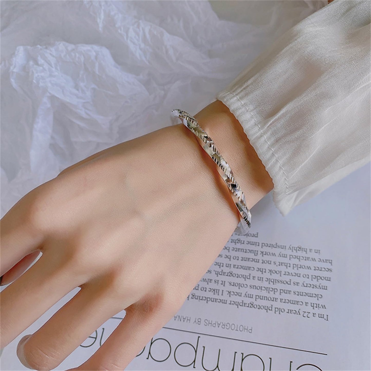 Handmade 925 Sterling Silver Bangle Bracelets For Women Twist Bangle Bracelets Wave Bangles Matte Hammered Bangles Adjustable Bangle Bracelets For Women Minimalist Statement Bangle Christmas Gift