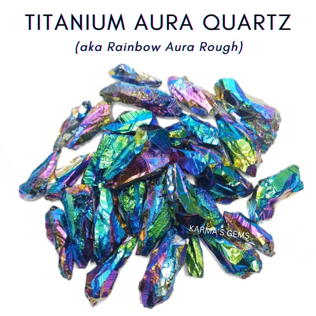 Crystals, Rocks, Jade, Crystals and Healing Stones, Witchcraft Supplies, Healing Crystals, Stones, Healing Stones, Rock Collection, Agate, Raw Stones (Titanium Aura Quartz, 2 Pcs)