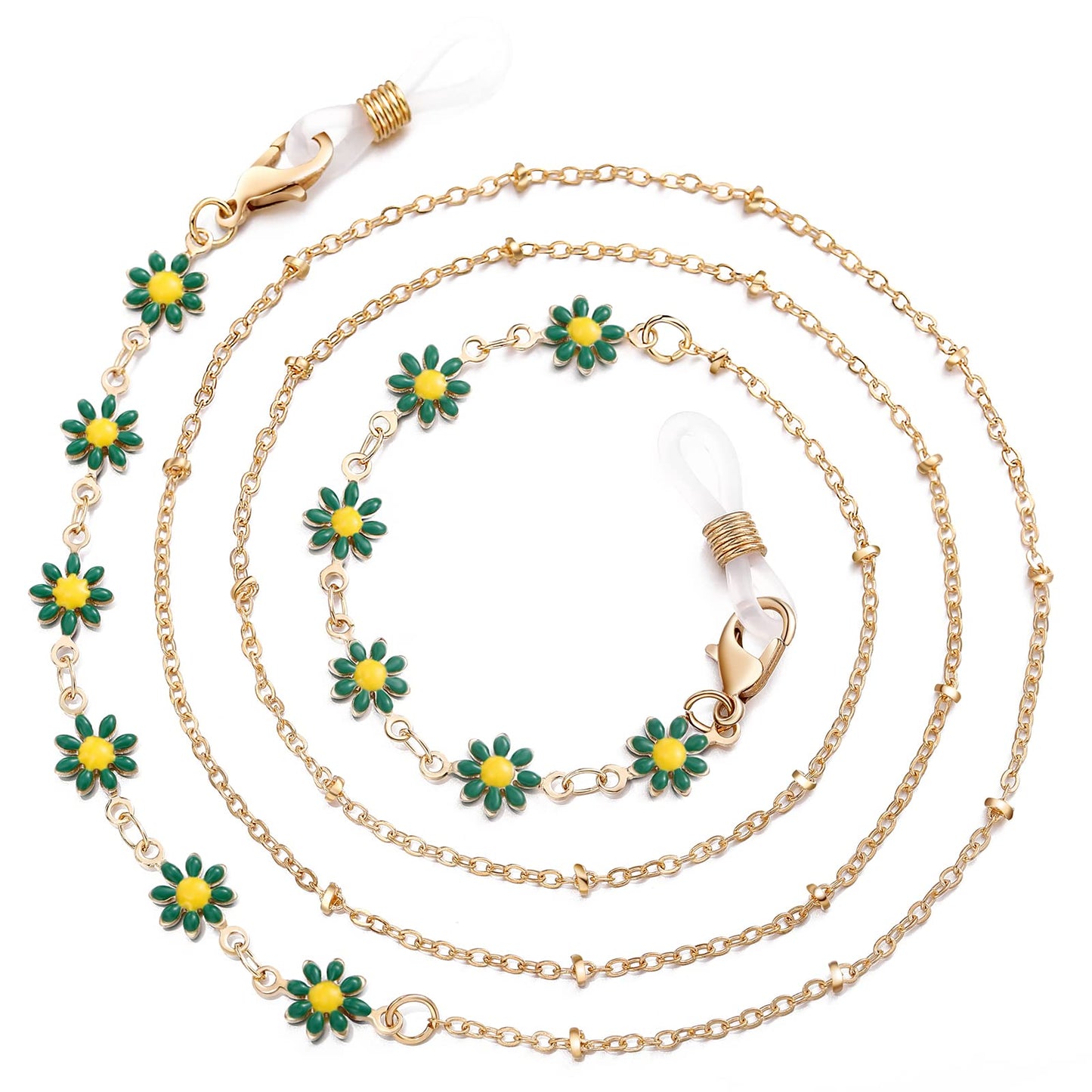 humlbird Eyeglass Chain for Women Stylish Mask Lanyard Flower Mask Chain Eye Glasses Holder Strap Green