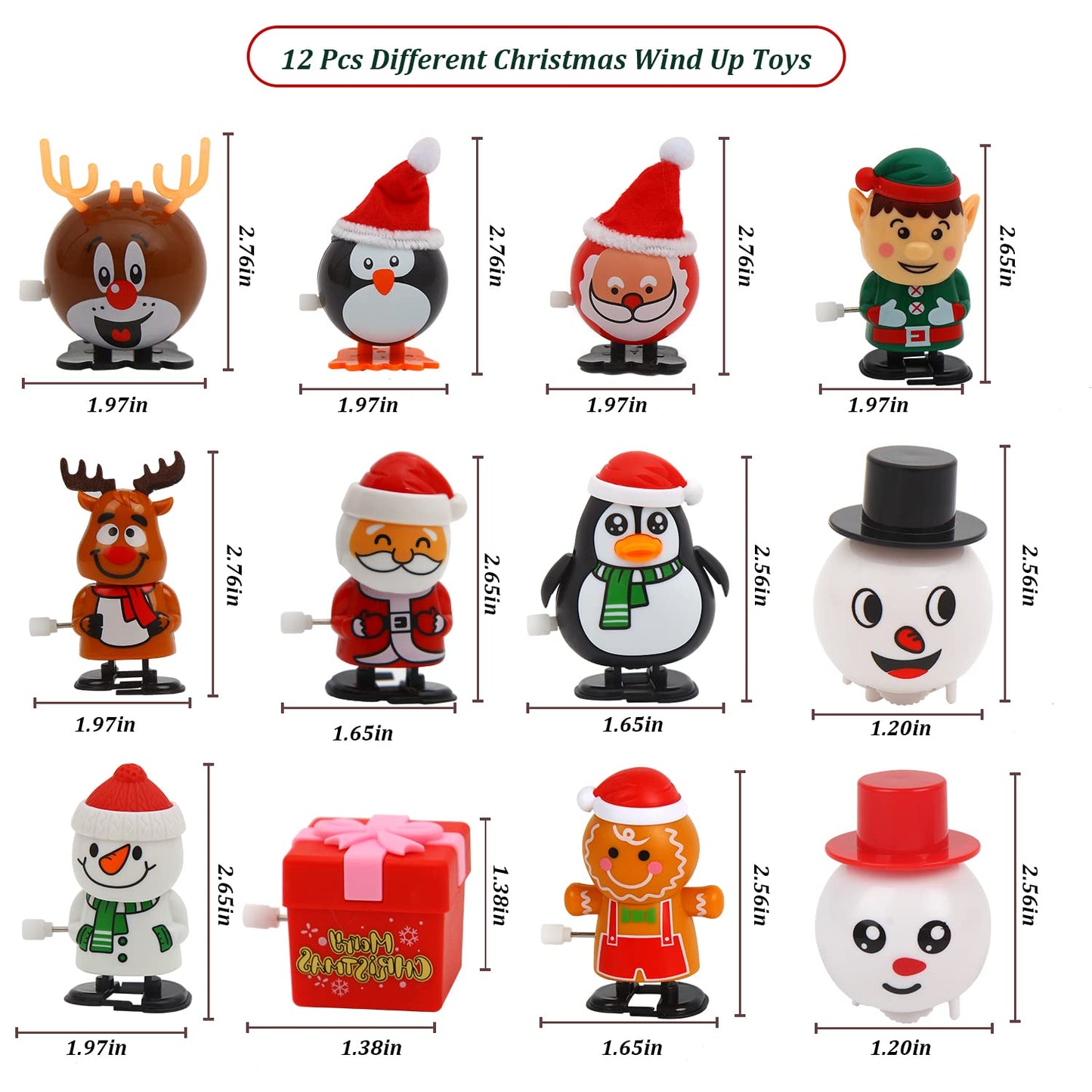 CCINEE 12 Packs Christmas Wind Up Toys Assorted Clockwork Toys Stocking Stuffers for Christmas Party Goody Bag Filler