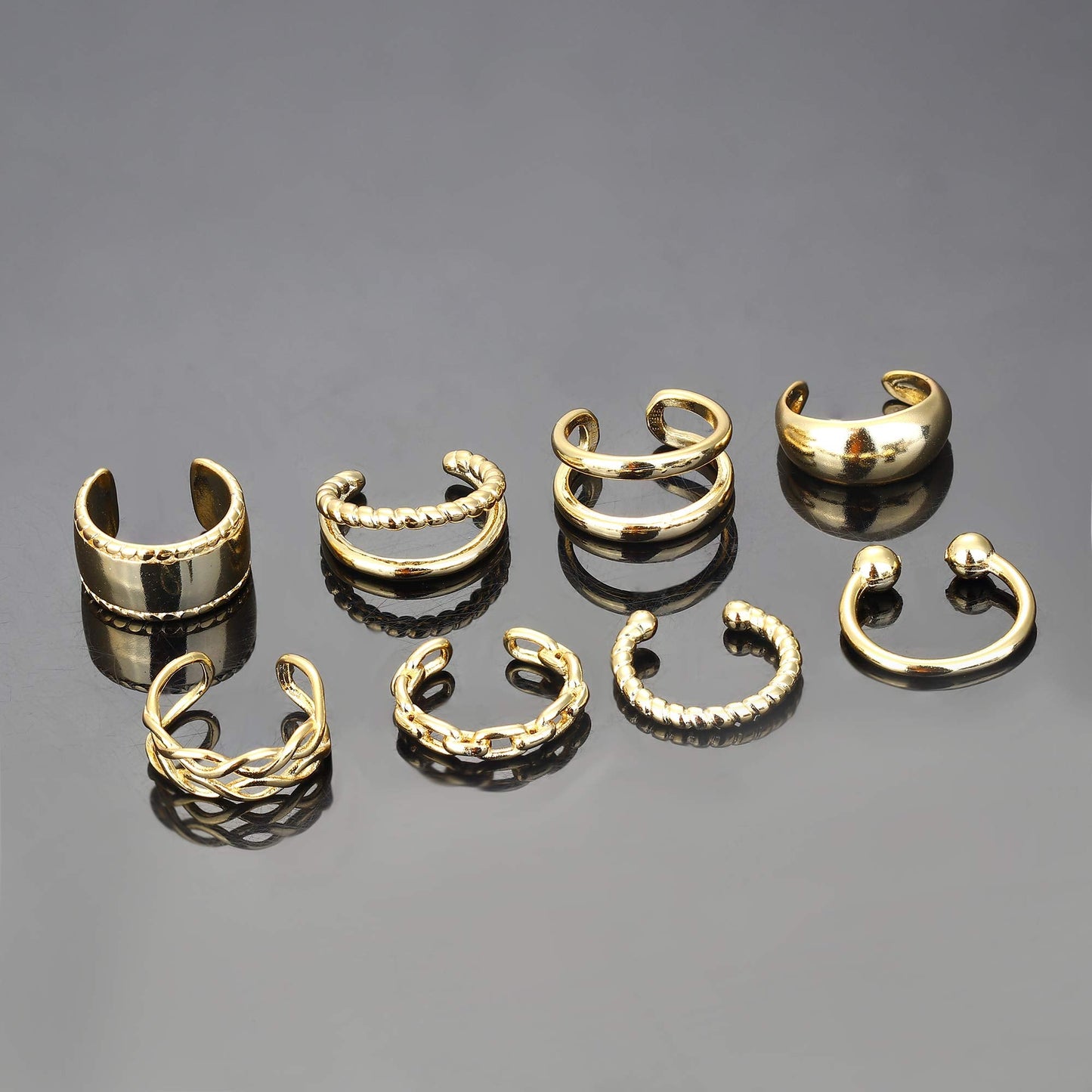 IRONBOX 9Pcs Ear Cuff Earrings for Women 14K Gold Ear Cuff Non Piercing Cartilage Clip Cuff Earrings Fake Earrings