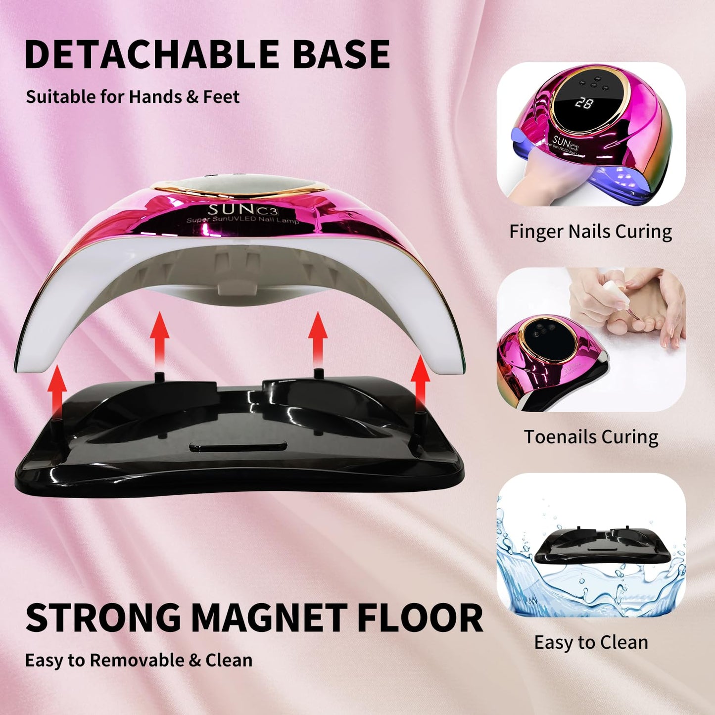 MIRAGE LAYON Professional UV Light for Gel Nails - 63 LED Beads with Auto Sensor & 4 Timer Settings, High-Power LED/UV Lamp for Fast Curing, Salon & Home Gel Polish Dryer