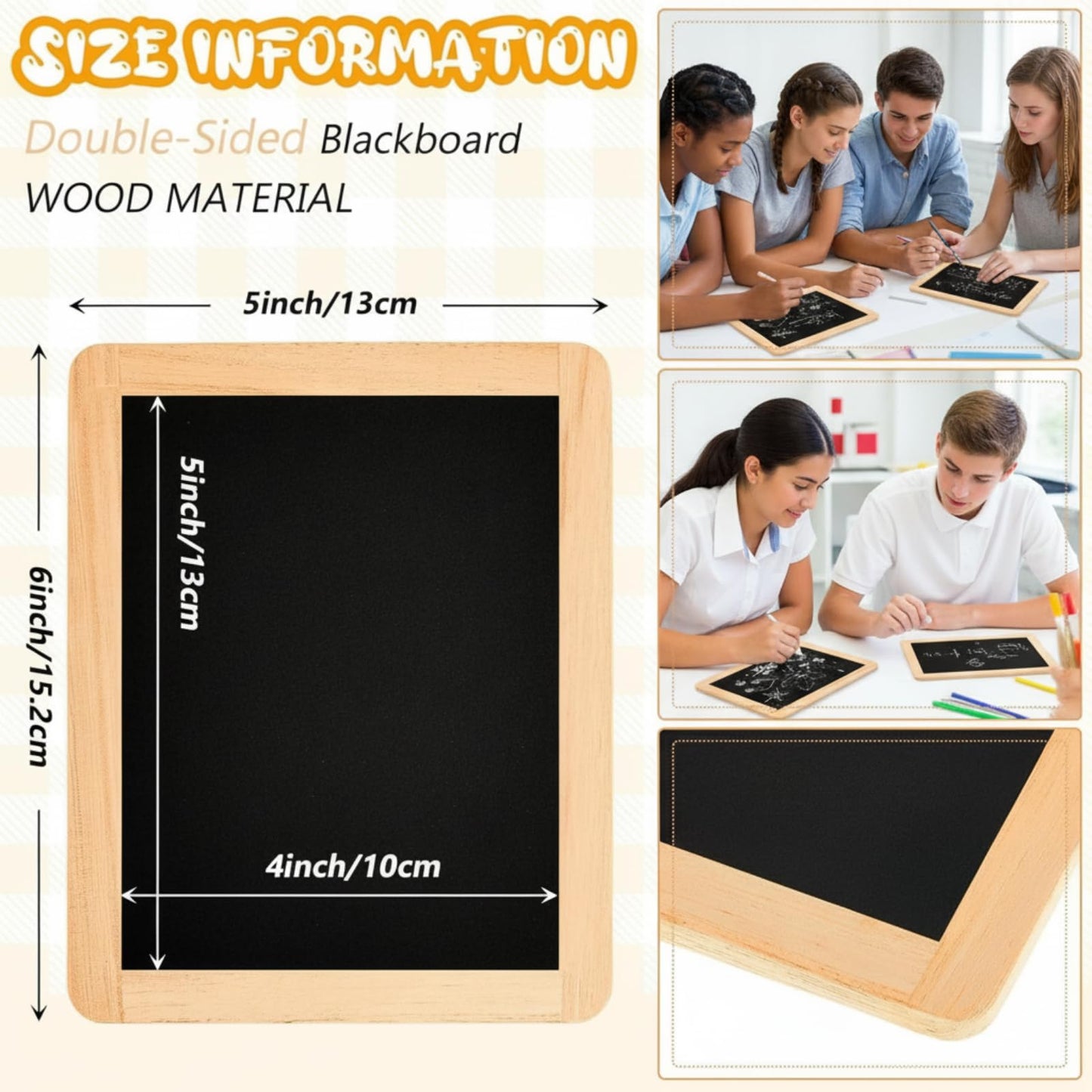 Chinco 12 Pcs Small Slate Chalkboard Mini Chalk Board with Frames Mini Board Signs School Supplies for Classroom Home Office (6 x 5 Inch,Wood)