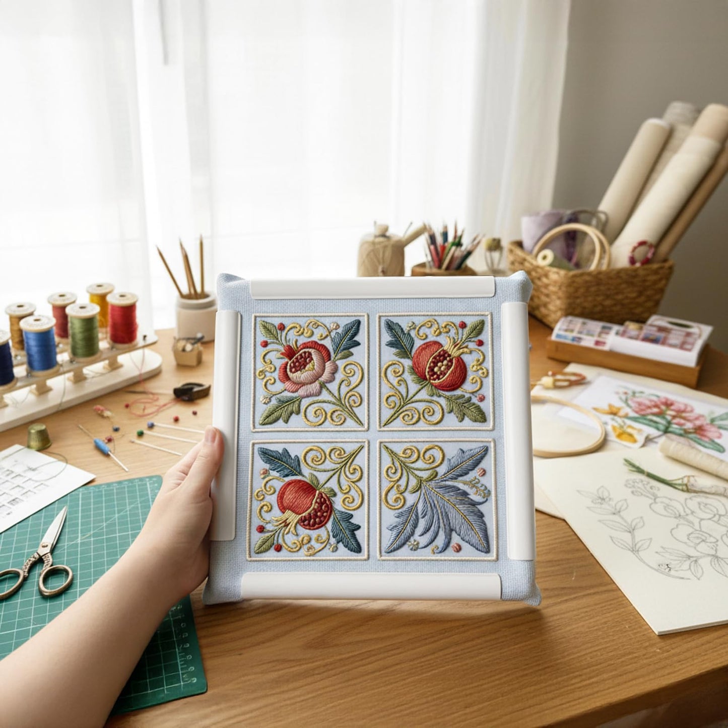 Tosnail 3 Pack Square Embroidery Hoop, 6", 8", 11" Cross Stitch Hoops and Frames, Plastic Quilting Snap Frame, Needlework Tools Accessories for Crafts, Hand Quilting, Painting Canvas