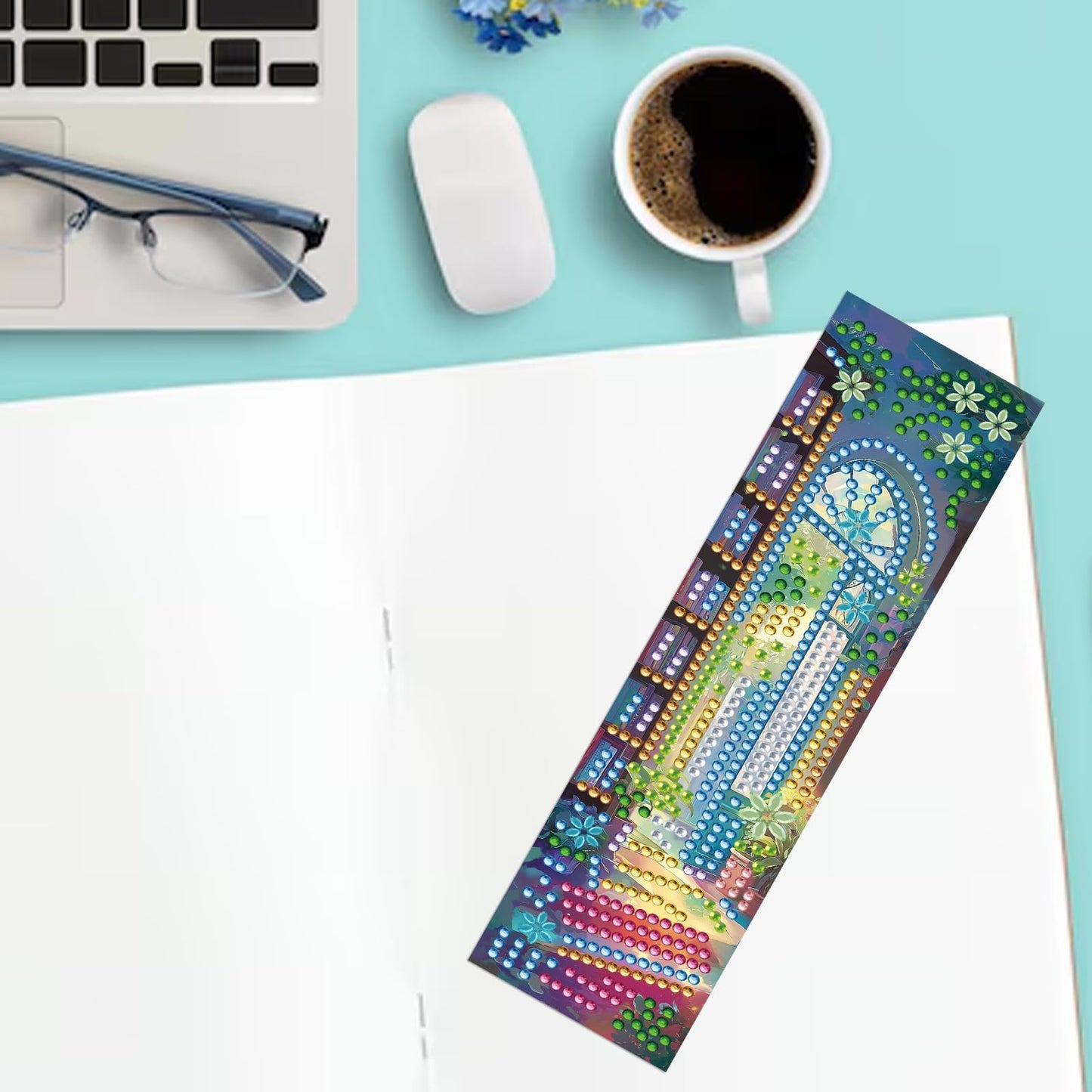 FREEBLOSS 8 Set Diamond Art Kits Bookmarks Flower Library Pattern Diamond Painting Bookmark DIY Book Makers Kits Arts and Crafts for Gift Book Lovers 2.3x7.7