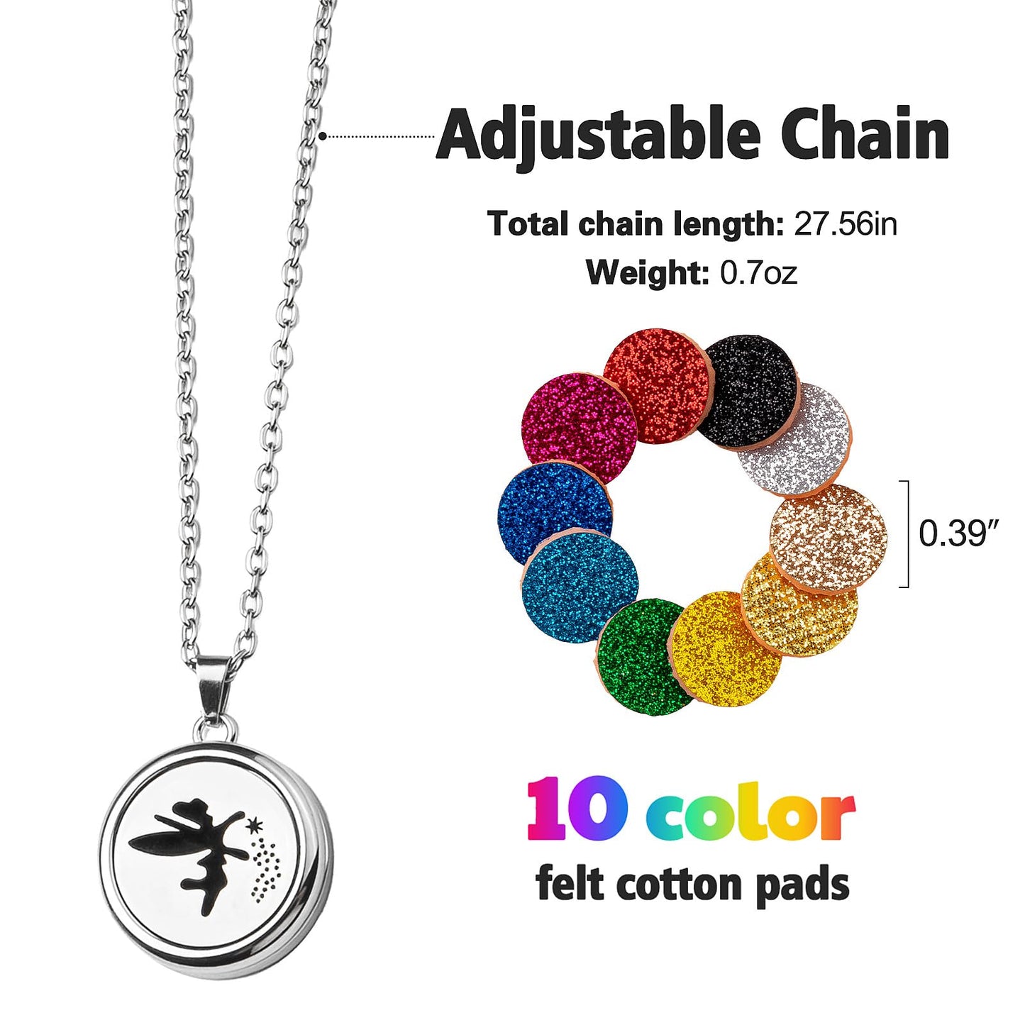 Essential Oil Diffuser Necklace & Bracelet Set 2pcs, Elf Aroma Locket Necklace + Wings Diffuser Bracelet Adjustable with 20 Refill Pads Jewelry, Christmas Anniversary Birthday Gifts for Women
