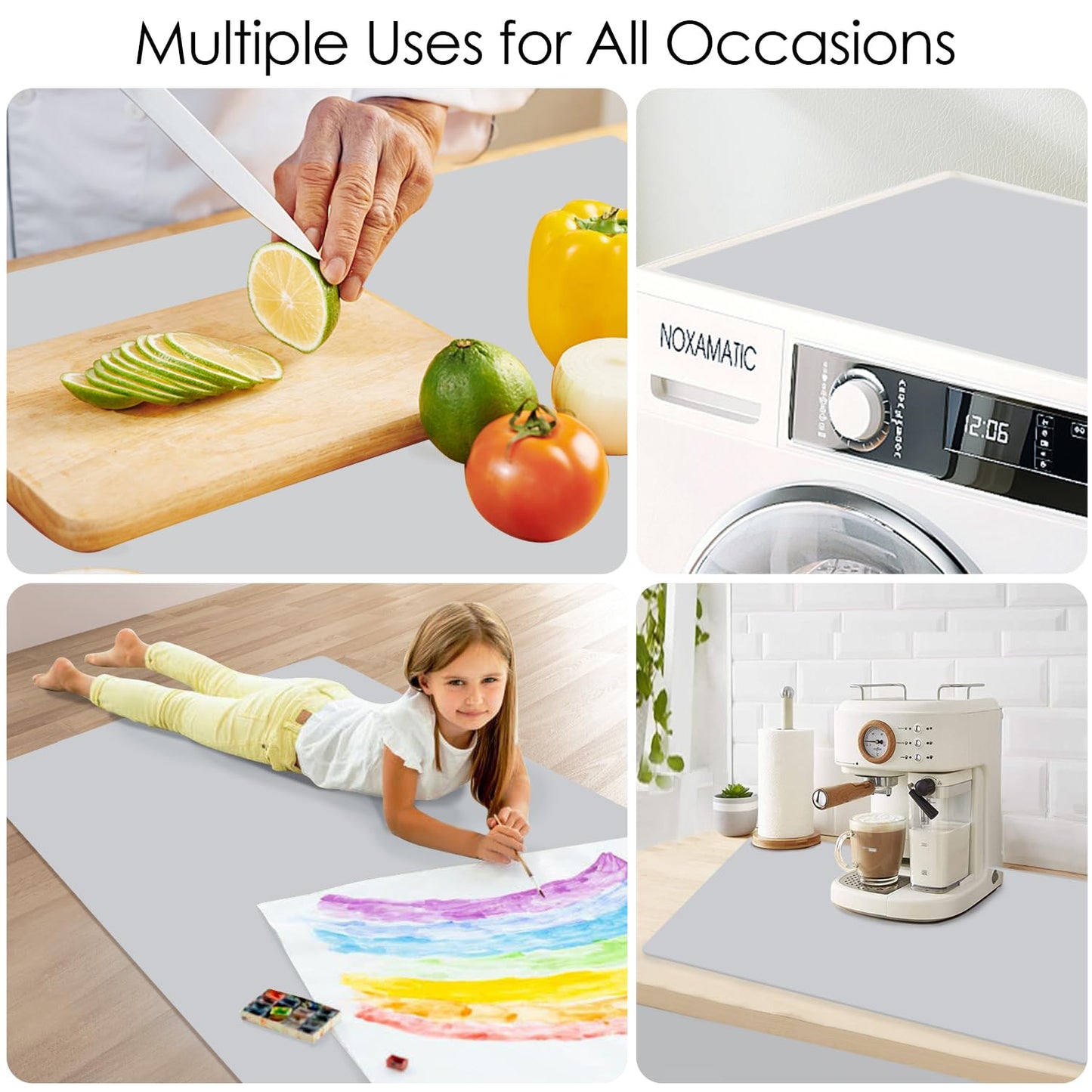 Extra Large Silicone Mat, 31.5x23.6 Inch Heat Resistant Mat for Kitchen Counter, Non-Stick Silicone Baking Mat for Dough and Pastry, Thick Silicone Pad Countertop Protector, Gray