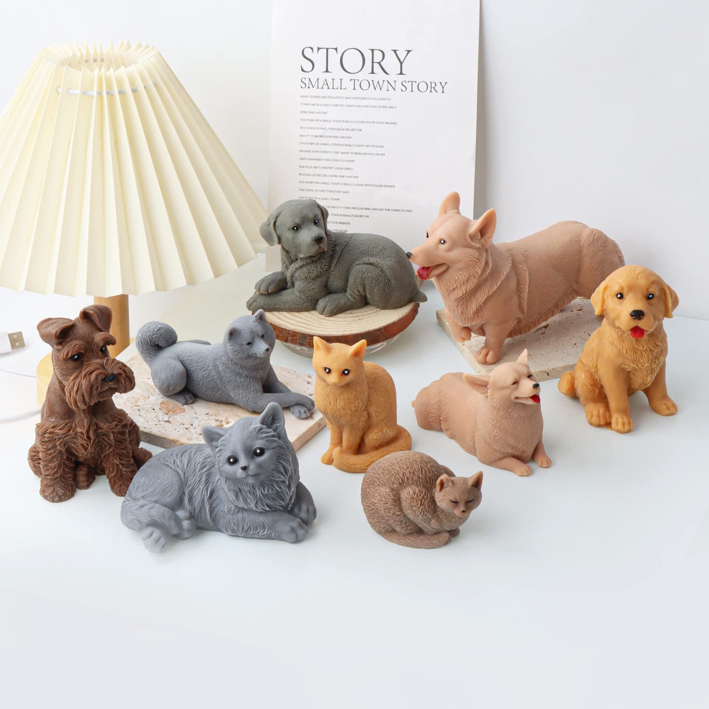 Cestony 3D Sitting Schnauzer Dog Shape Candle Silicone Molds for DIY Candle Resin Pillar Aromatherapy Candles Wax Soap Flower Specimen Clay Craft Desk Decor Making Tools