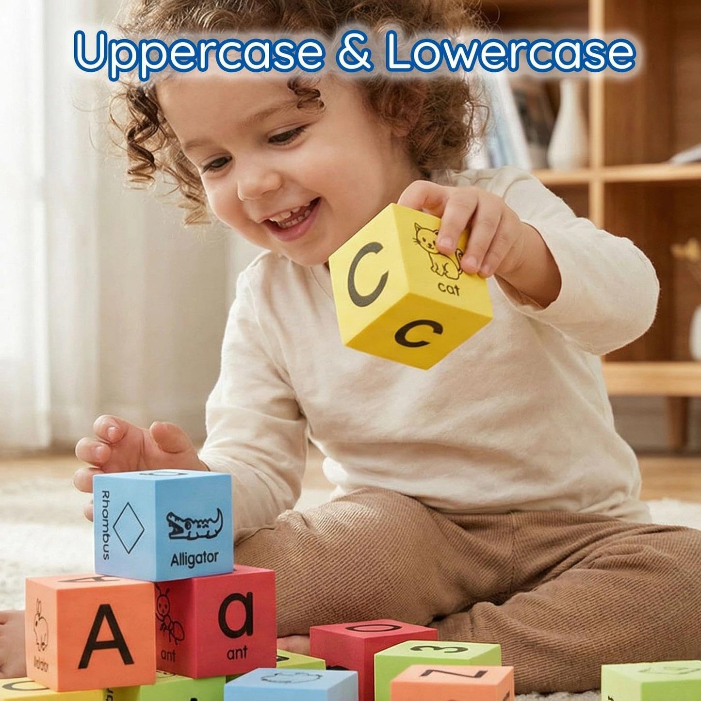BOHS Foam Learning Blocks - Number,Alphabet,Shapes,Sight Words - Quiet,Safe and Soft Stacking Toys for Toddlers,30pcs,1.96 in(5cm)/piece