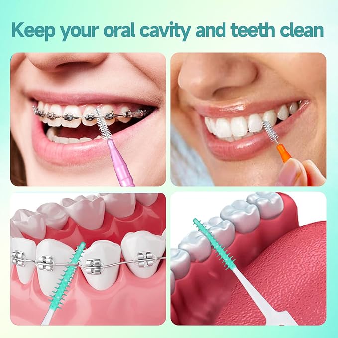 360PCS Interdental Brushes,Disposable Soft Silicone Brace Brush,Bendable Dental Picks Braces flossing Teeth Cleaning Tools