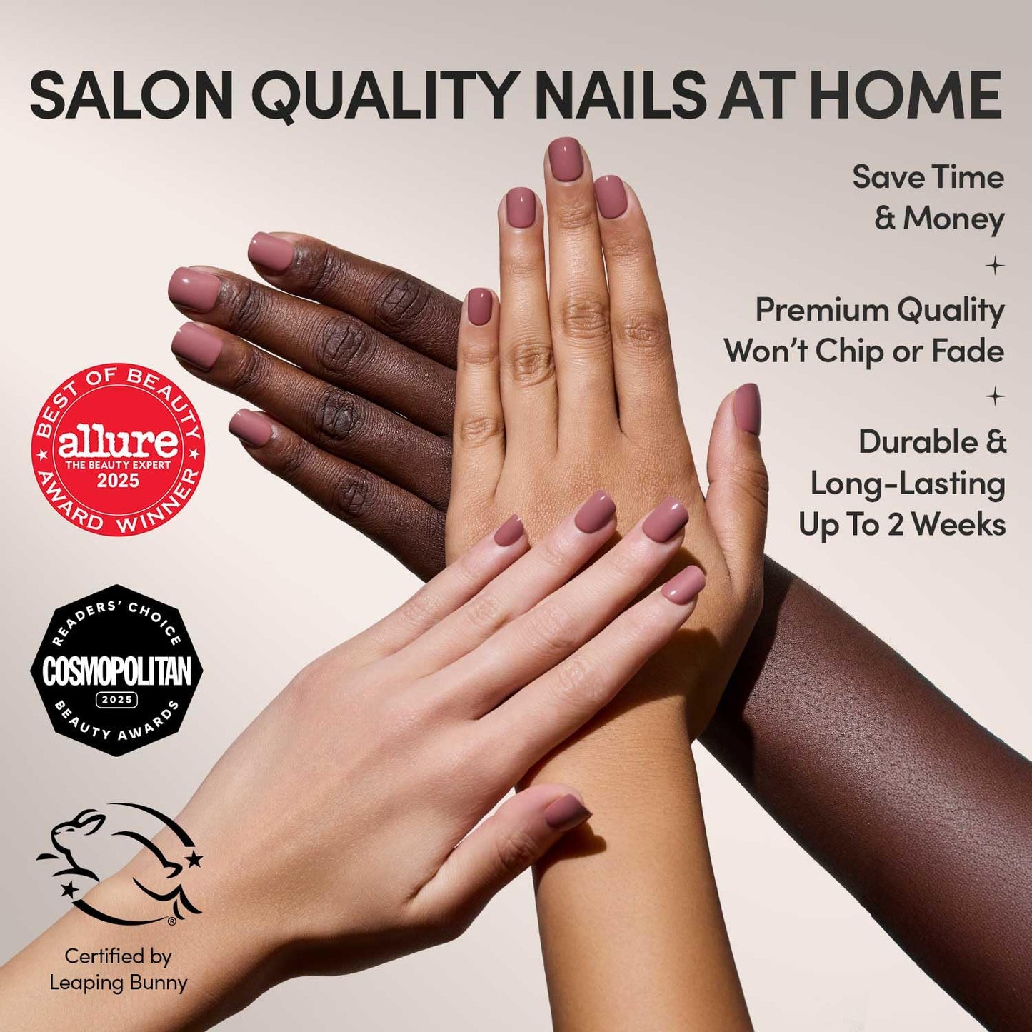 Glamnetic Press-On Nails Bundle - Mauve Cutie & Mauve On | 2 Muted Purple Fake Nails in Super Short & Short Squoval | Durable, Salon-Quality Nail Kits