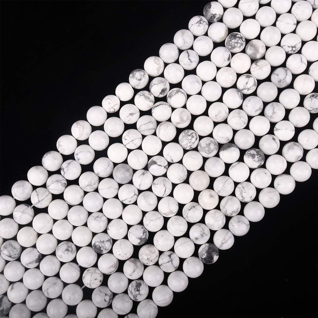 ICAI Beads 10mm Natural White Howlite Gemstone Round Loose Stone Beads for Jewelry Making DIY Crafts Design 1 Strand 15" APPR.34-36pcspcs