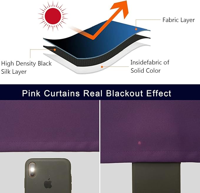 Pickluc Purple Cafe Half Window Curtain - 24" Length, Rod Pocket Small Kitchen Curtain, Blackout for Small Window, 30" Wide x 24" Long, 2 Panels