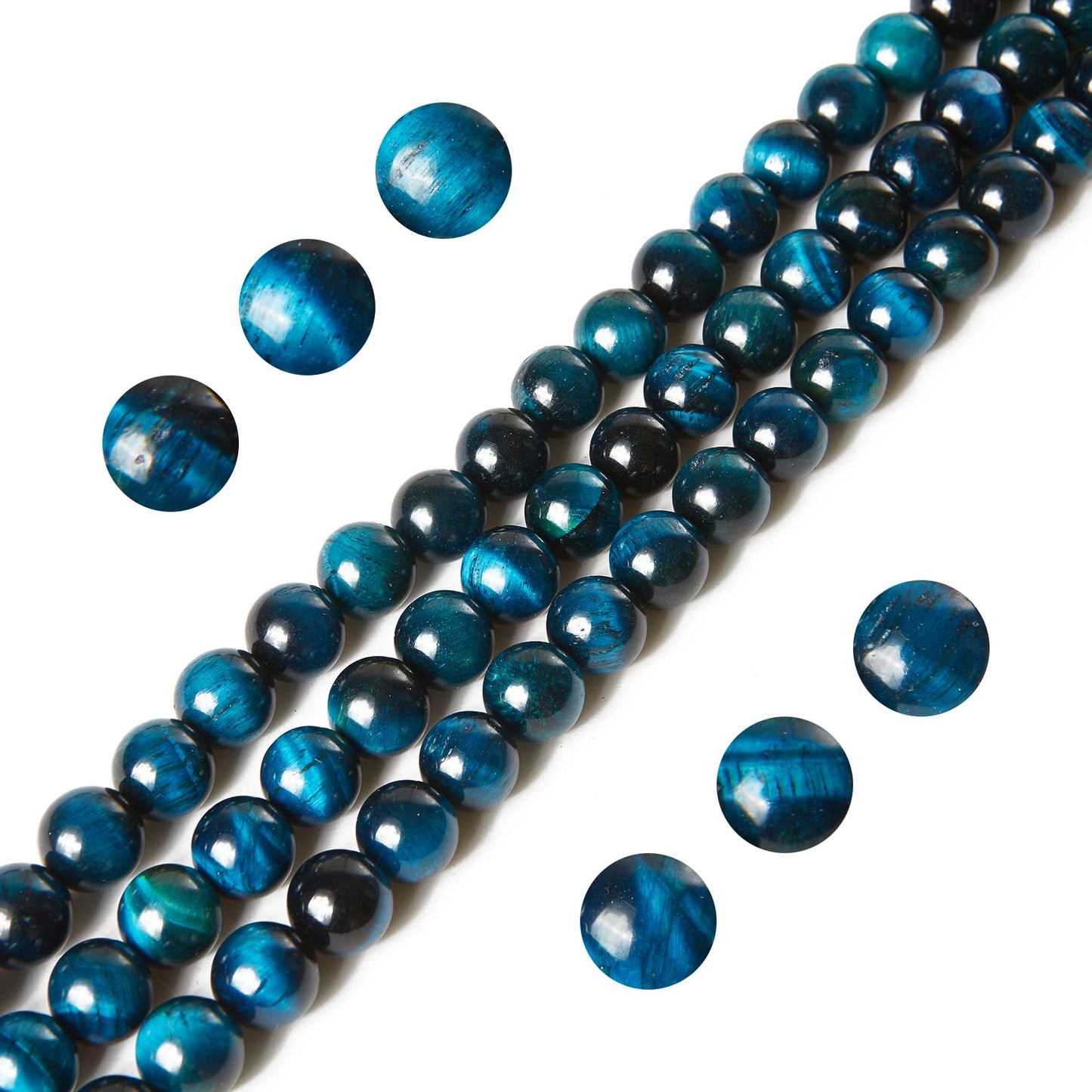 100pcs 8mm Aquamarine Tiger Eye Beads Natural Gemstone Beads Round Loose Beads for Jewelry Making