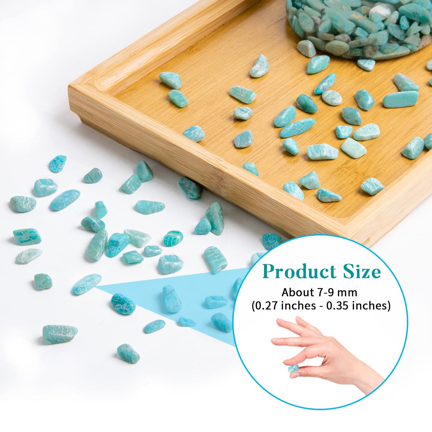 QICQDRAM Natural Green Amazonite Crystals Bulk 0.9 Lb/405g Small Tumbled Chips Crystal Stone Decorative Pebbles for Home Decoration & Fish Turtle Tank, Vase Filler, Plants Decor