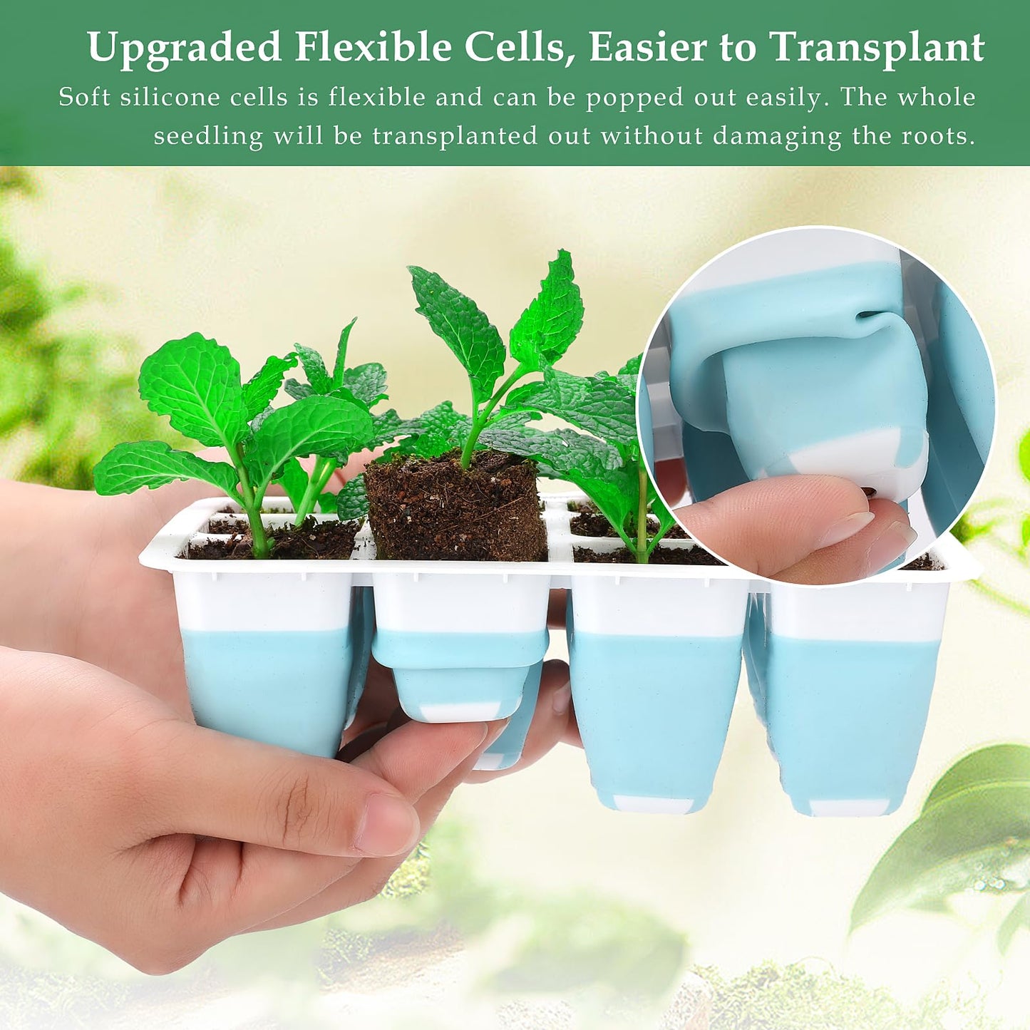 Hanaoyo 12 PCS Reusable Seed Starter Tray, 144 Cells Seed Starter Kit with Flexible Pop-Out Cells, Seedling Starter Trays for Seed Starter, Indoor Greenhouse Seeding Planting Growing