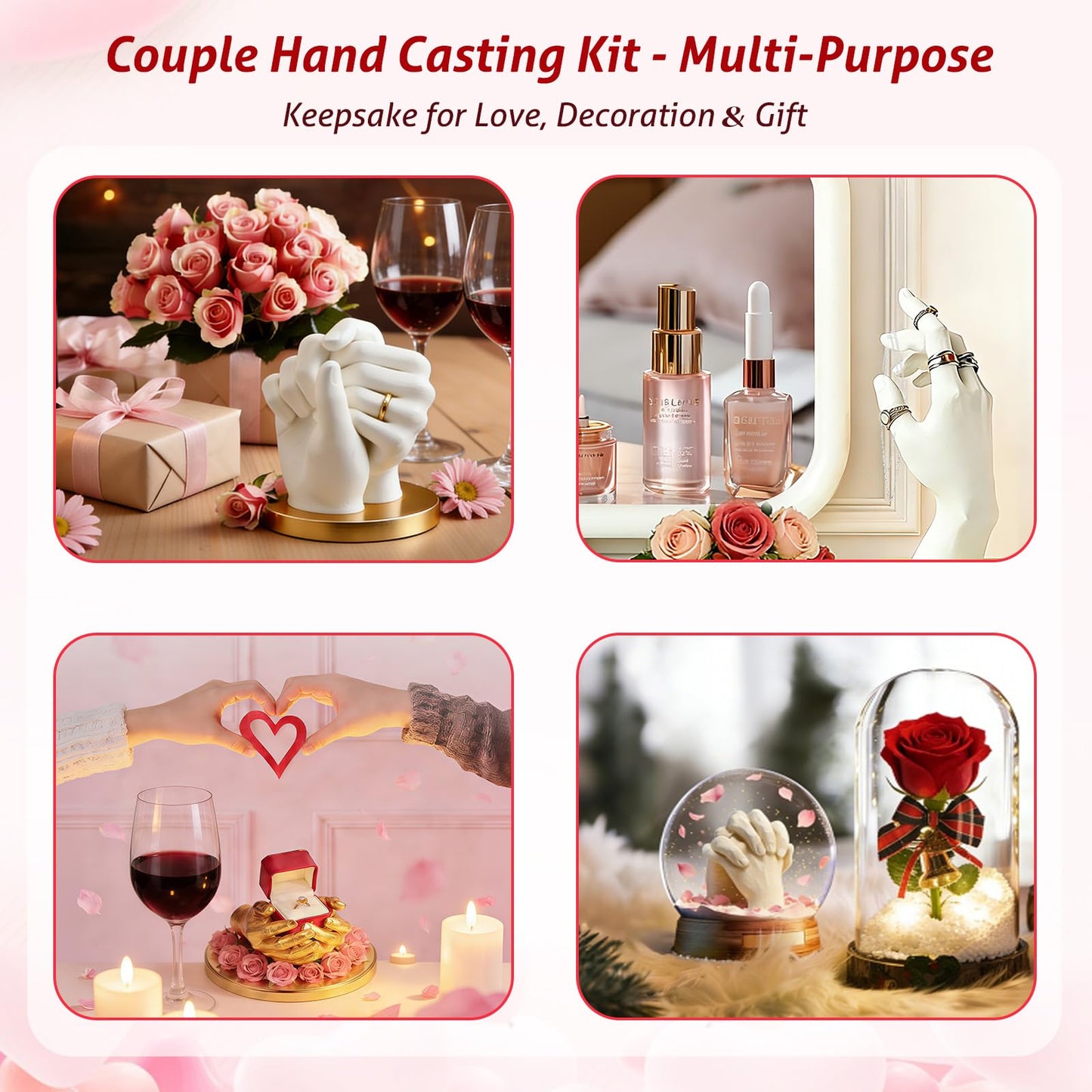 Noosuna Hand Casting Kit for Couples with Base & Paints, Practice Kit, Hand Mold Kit Couples Perfect for Anniversary, Birthday, Romantic Date Night DIY, Unique Gifts for Boyfriend and Girlfriend