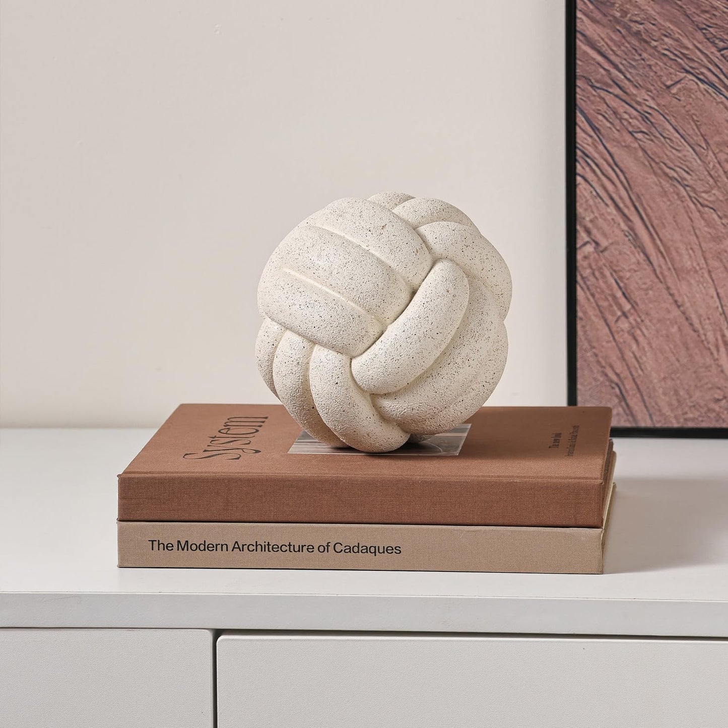 Dneuoir Knot Ball Statue Decor, Coffee Table Decor, Resin Aesthetic Decorative Accents for Book Shelf Entry Table Boho Modern Rustic Home Décor Office Living Room Decoration