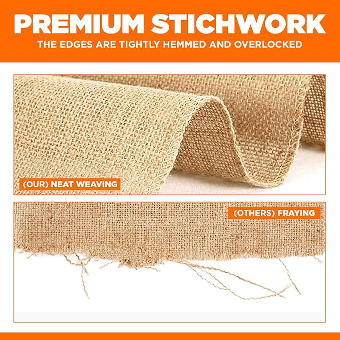 Burlap Table Runners- {12inx10yards}- Burlap Cloth Roll Used for Dining Runners, Crafts, Dresser Cover & Sackcloth - Natural Jute Runner Suitable for Event Decor, Thanksgiving Table & Weddings
