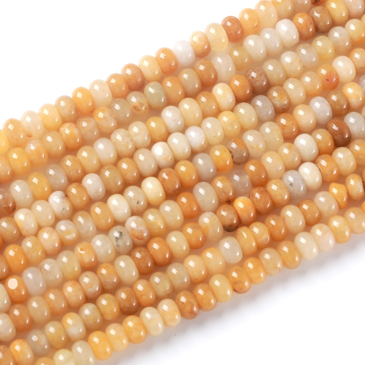 5x8mm 76pcs Natural Stone Yellow Aventurine Jade Rondelle Spacer Loose Beads Abacus Disk Stone Round Loose Gemstone Beads for Jewelry Making DIY Bracelet Necklace