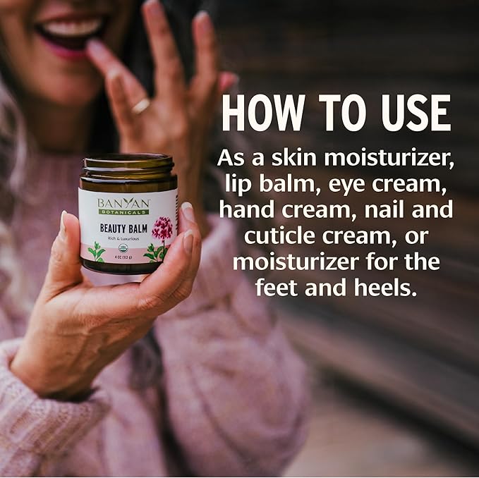 Banyan Botanicals Beauty Balm - USDA Certified Organic, 4 oz - Shatavari & Rose Geranium to Moisturize & Soften Skin