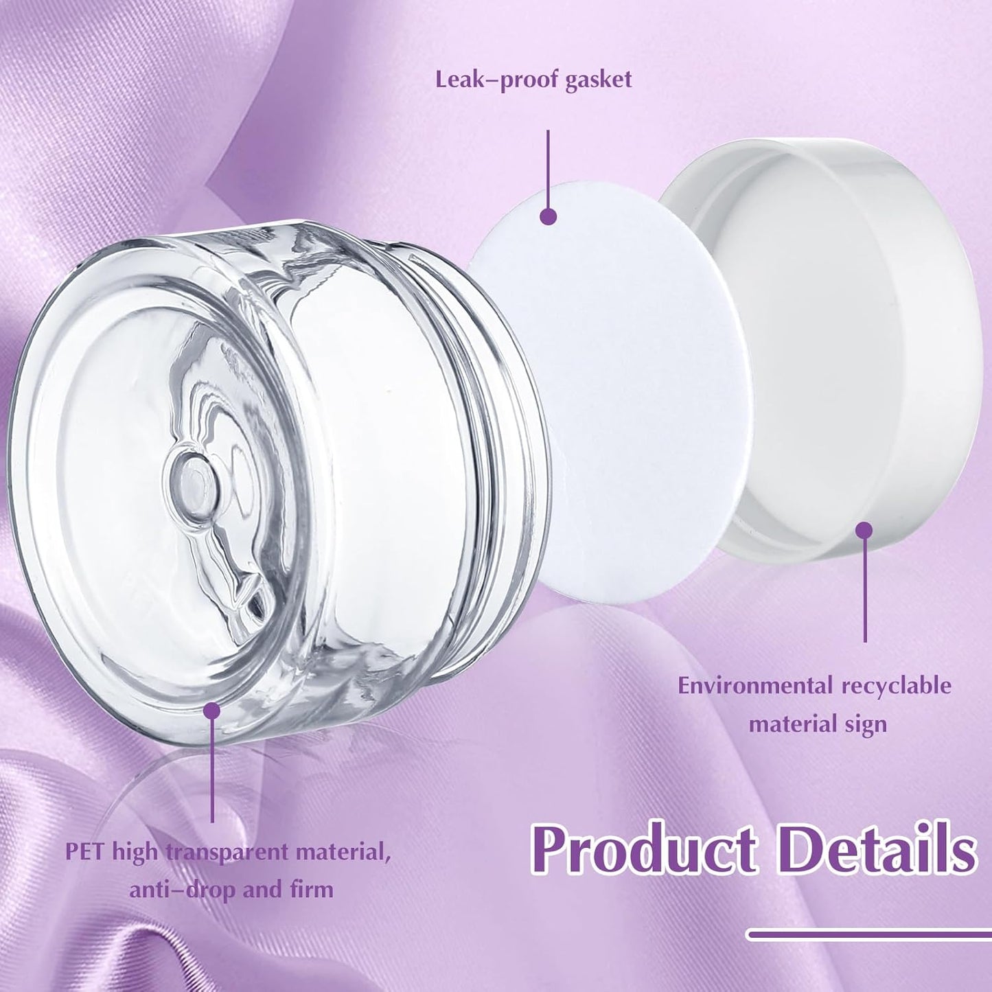 SATINIOR 100 Pcs Plastic Jars with Lids Small Containers Lids Wide Mouth Small Plastic Containers for Lotion Cream Rhinestones Body Butters Travel Storage(4 oz,White)