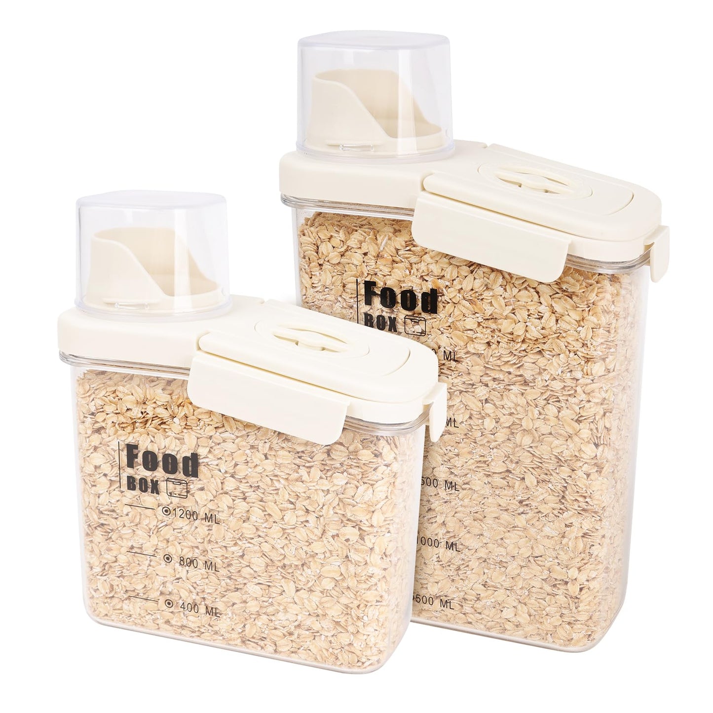 hoforife 2 Pcs Airtight Cereal Containers Storage Set for Kitchen, Large Plastic Rice Dry Food Dispenser Non-Bpa (41oz & 85oz)