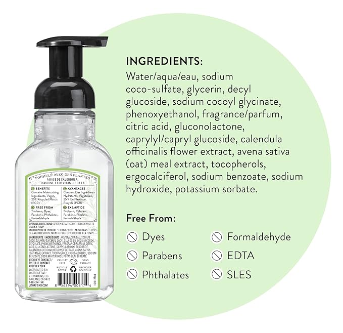 J.R. Watkins Foaming Hand Soap with Pump Dispenser, Moisturizing Foam Hand Wash, Alcohol-Free, Cruelty-Free, Aloe & Green Tea, 9 fl oz, 3 Pack