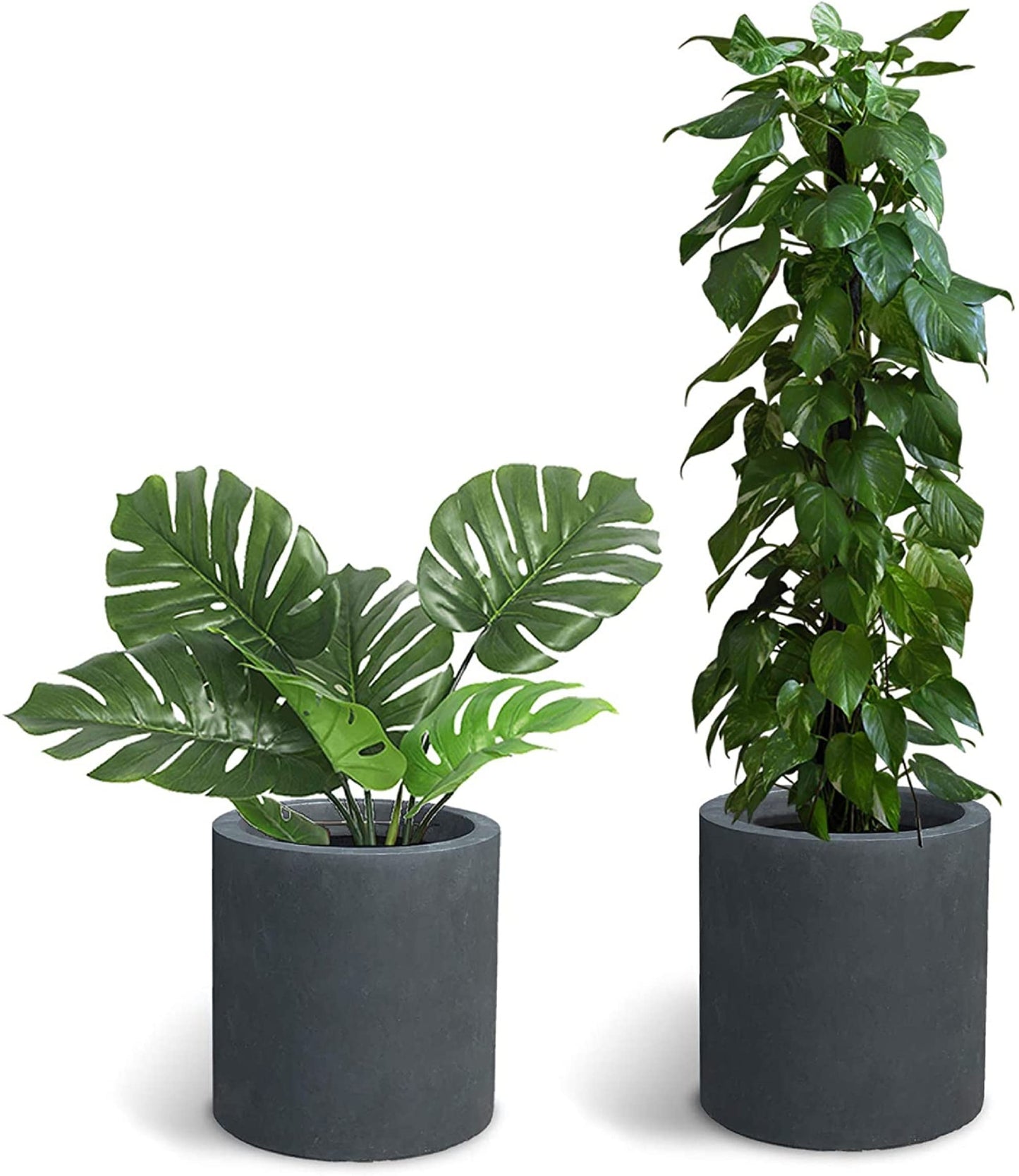 Kante AC0119C-60121 Lightweight Concrete Outdoor Modern Cylindrical Planter, 15.8 Inch Tall, Charcoal