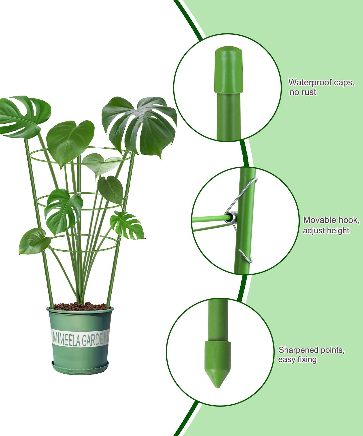4 Pack Garden Plant Support Tomato Cage, Upgrade 18" Trellis for Climbing Plants, Plant Trellis Kits (18")