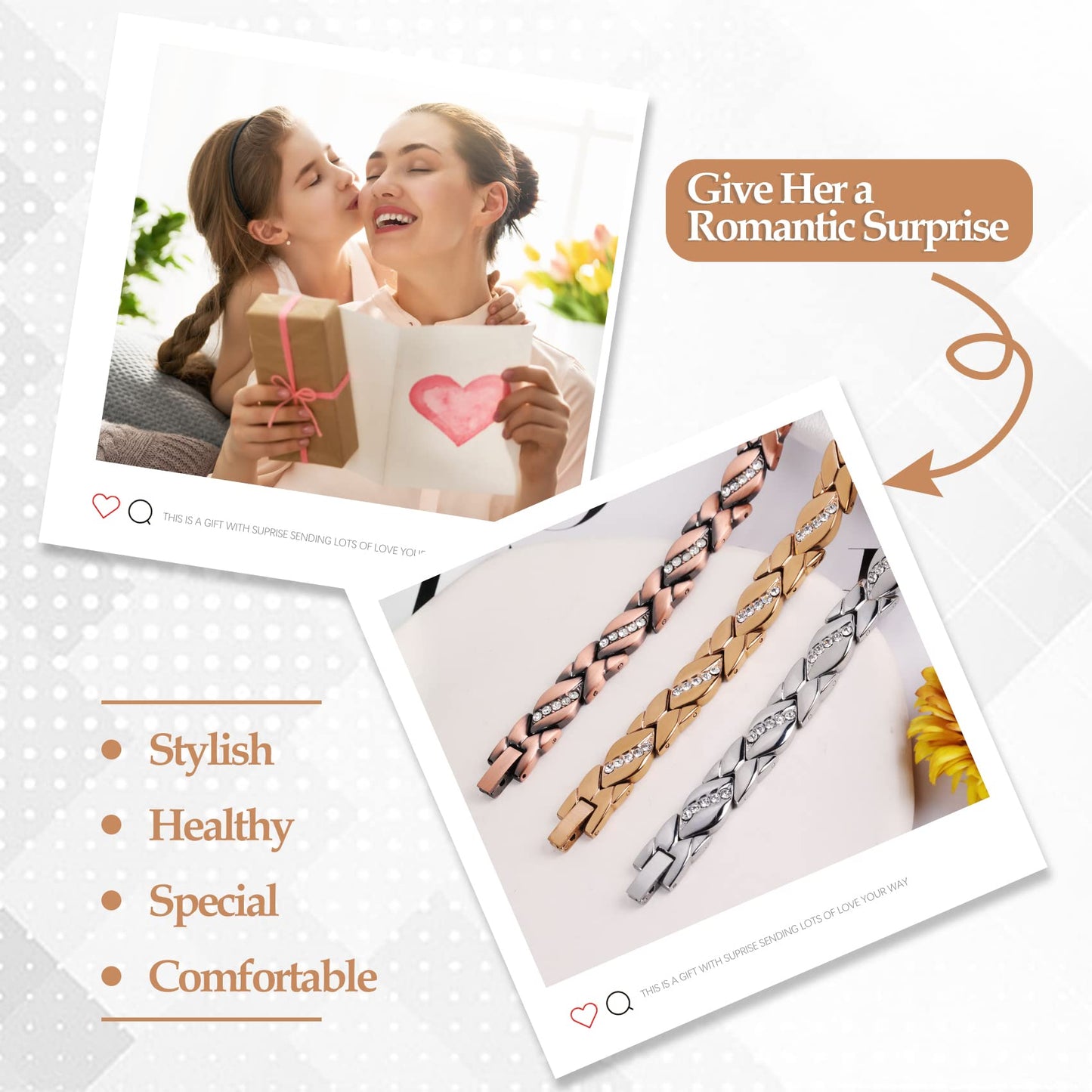 Jecanori Copper Magnetic Bracelets for Women,Adjustable 99.9% Solid Copper Bracelets,Valentine's Day Gifts Magnetic Jewelry with Sizing tool