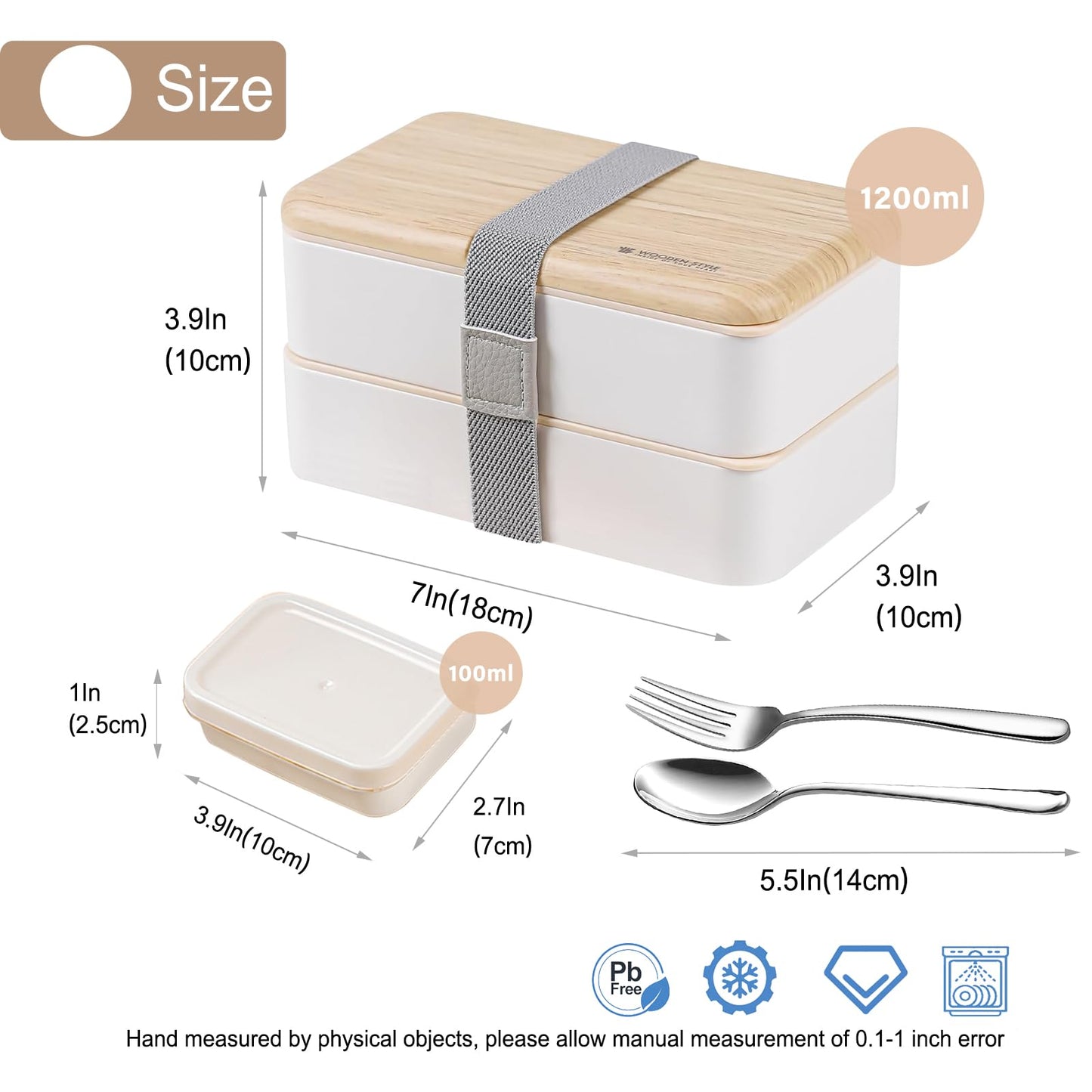 Binoster Original Bento Box Lunch Box Japanese Style 2 Layer Food Containers with Utensils Spoon and Fork Bundle Divider Salad Box for Men Women(White)
