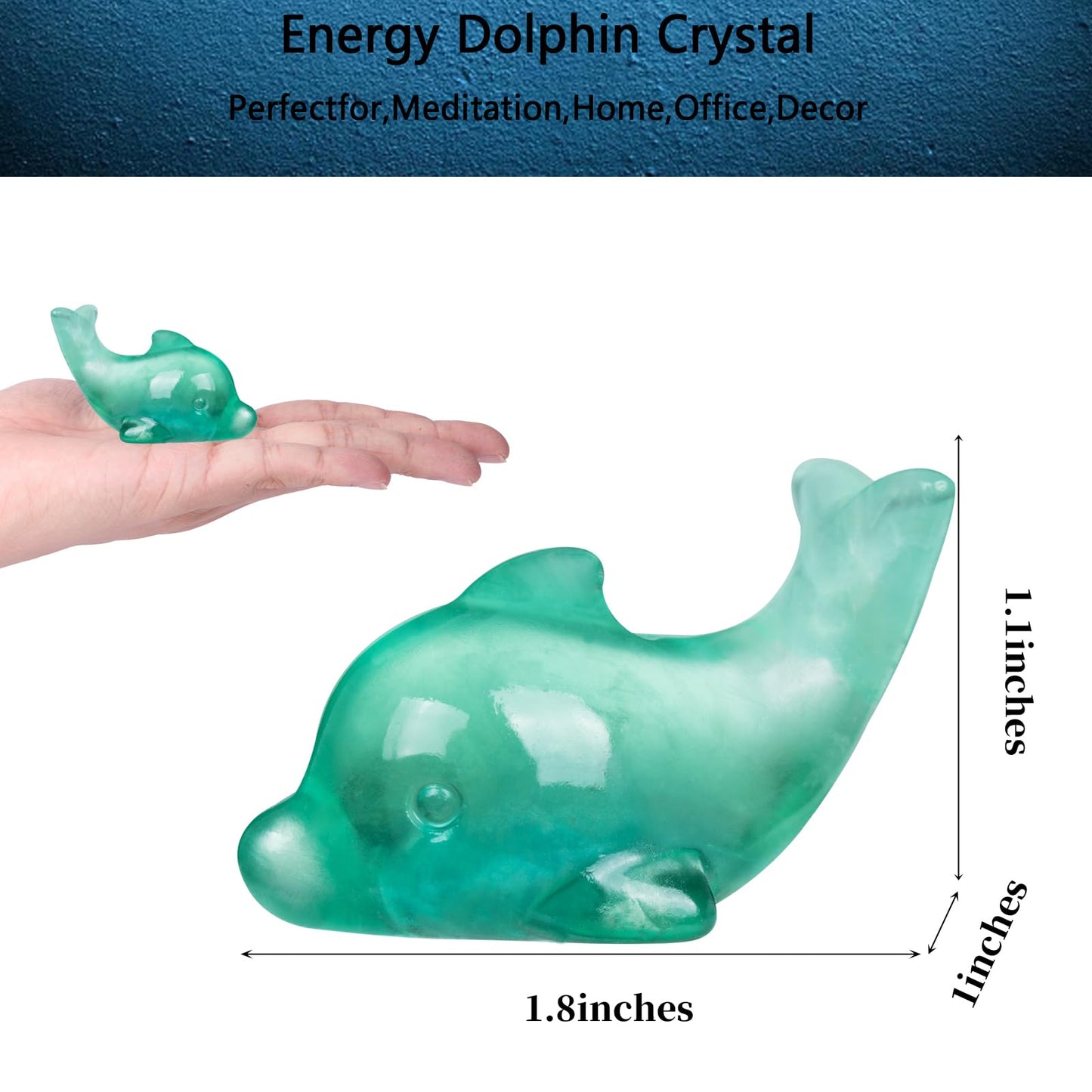 Hguxmcu Fluorite Crystal Dolphin Carving Hand Carved,1.8 Inch Dolphin Figurine Polished Gemstone Animal Sculpture Healing Stone Meditation Decor Gift Collection